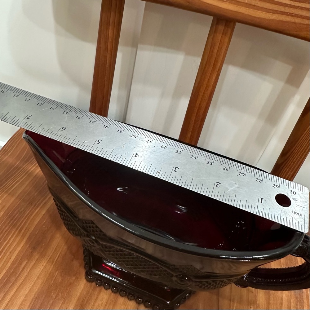 Vintage Avon 1876 Ruby Red Cape Cod Collection Footed Gravy Boat - Picture 6 of 8